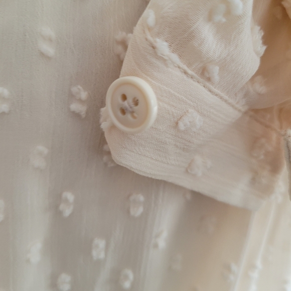 Zara Swiss Dot Button Down Blouse • Cream • Size Small - Picture 6 of 7